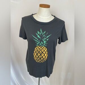 Sol Angeles Anthropologie pineapple t shirt crew neck grey size small